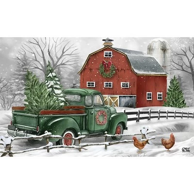 Christmas On The Farm Doormat 30" X 18" Indoor Outdoor Briarwood Lane 2 Christmas On The Farm Doormat 30" X 18" Indoor Outdoor Briarwood Lane - Image 2