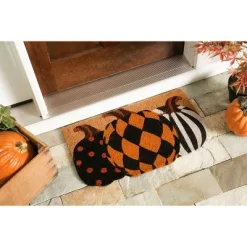 Evergreen Pattern Pumpkins Shaped Indoor Outdoor Natural Coir Doormat 1'6"x2'6" Multicolored -Rug Sales Store GUEST 074639e6 830b 46f2 8ff6 541fc05a4112