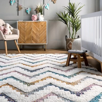7'10"x10' Rumi High-Low Chevron Tassel Area Rug Beige - NuLOOM 7 7'10"x10' Rumi High-Low Chevron Tassel Area Rug Beige - NuLOOM - Image 7
