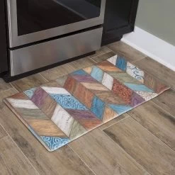 39" X 20" PVC Rustic Chevron Anti-Fatigue Kitchen Floor Mat - J&V Textiles