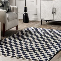 Dominique Abstract Checkered Fringe Area Rug -Rug Sales Store GUEST 12004e14 439b 4155 9f7e 9658ab8f4d3c