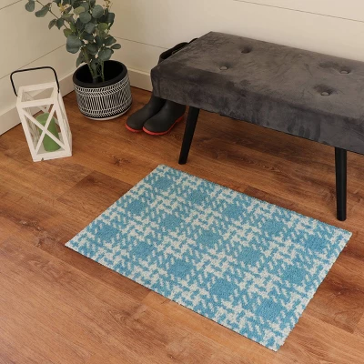 2'x3' ColorStar Hook Knit Door Mat Teal - Bungalow Flooring 2 2'x3' ColorStar Hook Knit Door Mat Teal - Bungalow Flooring - Image 2