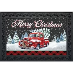 Briarwood Lane Merry Christmas Pickup Doormat Wreath Tree Indoor