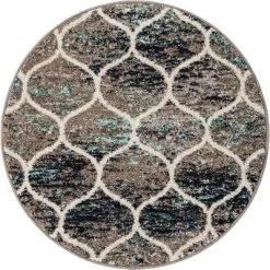 Unique Loom Trellis Frieze Rounded Area Rug