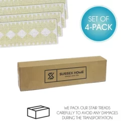 SussexHome Diamond Design Cotton Anti-Slip Stair Treads, 9” X 28“ -Rug Sales Store GUEST 1d4dbdbd e2db 4e14 985c 41dabc63b3cc