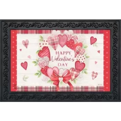 Briarwood Lane Valentine's Wreath Hearts Doormat Plaid Valentine's Day Indoor Outdoor 30" X 18"