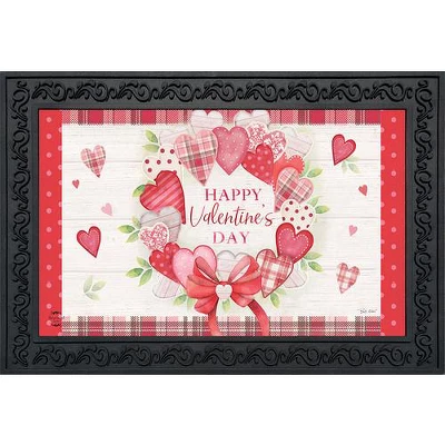 Briarwood Lane Valentine's Wreath Hearts Doormat Plaid Valentine's Day Indoor Outdoor 30" X 18" 1 Briarwood Lane Valentine's Wreath Hearts Doormat Plaid Valentine's Day Indoor Outdoor 30" X 18"