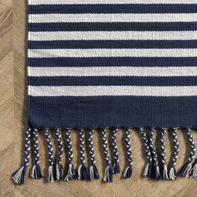 NuLOOM Rowen Striped Cotton Tassel Area Rug 4 NuLOOM Rowen Striped Cotton Tassel Area Rug - Image 4