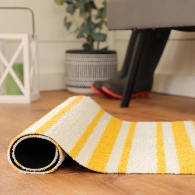 2'x3' ColorStar Timeless Stripe Door Mat Yellow - Bungalow Flooring 4 2'x3' ColorStar Timeless Stripe Door Mat Yellow - Bungalow Flooring - Image 4