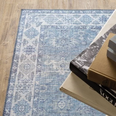 Marcel Persian Style Inspired Traditional Area Rug Blue/Gray - Captiv8e Designs 3 Marcel Persian Style Inspired Traditional Area Rug Blue/Gray - Captiv8e Designs - Image 3