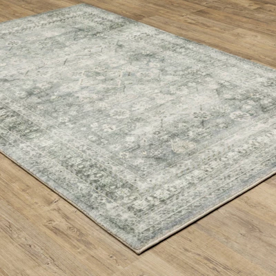 Salina Distressed Traditional Area Rug Blue/Ivory - Captiv8e Designs 2 Salina Distressed Traditional Area Rug Blue/Ivory - Captiv8e Designs - Image 2