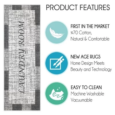 Sussexhome Non Skid Cotton Washable Laundry Room Runner Rug, 20" X 59" 3 Sussexhome Non Skid Cotton Washable Laundry Room Runner Rug, 20" X 59" - Image 3