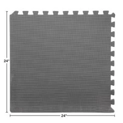 Foam Flooring Tiles 24-Pack Interlocking EVA Foam Pieces Non-Toxic Floor Padding For Playroom Gym Or Basement By Stalwart (Gray)