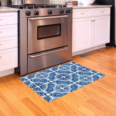 FlorArt French Quarter Low Profile Easy Clean Kitchen Mat Blue/White - Bungalow Flooring 2 FlorArt French Quarter Low Profile Easy Clean Kitchen Mat Blue/White - Bungalow Flooring - Image 2