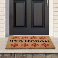 Northlight Natural Coir Merry Christmas Snowflake Doormat 18" X 30"