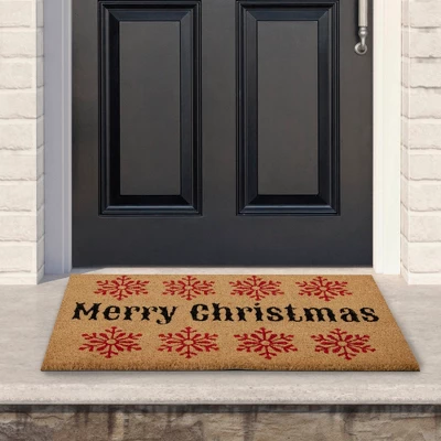 Northlight Natural Coir Merry Christmas Snowflake Doormat 18" X 30" 1 Northlight Natural Coir Merry Christmas Snowflake Doormat 18" X 30"