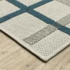 Trinity Textured Plaid Patio Area Rug Beige/Blue - Captiv8e Designs