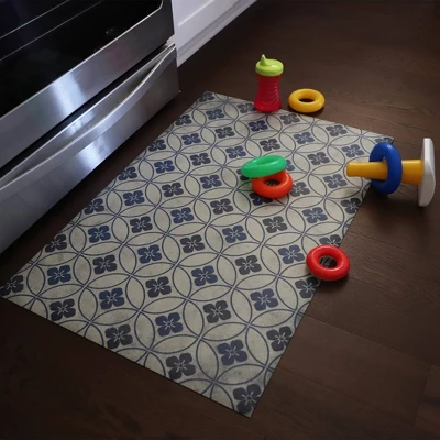 FlorArt Palisades Low Profile Easy Clean Kitchen Mat Blue/Cream - Bungalow Flooring 1 FlorArt Palisades Low Profile Easy Clean Kitchen Mat Blue/Cream - Bungalow Flooring