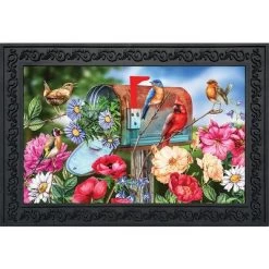 Birds And Mailbox Spring Doormat Floral Indoor Outdoor 30" X 18" Briarwood Lane