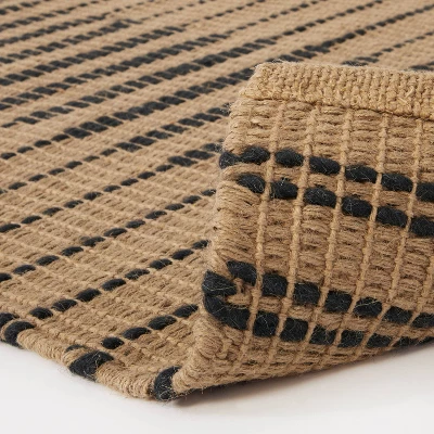 Reseda Hand Woven Striped Jute Cotton Area Rug Black - Threshold™ Designed With Studio McGee 3 Reseda Hand Woven Striped Jute Cotton Area Rug Black - Threshold™ Designed With Studio McGee - Image 3