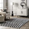Dominique Abstract Checkered Fringe Area Rug