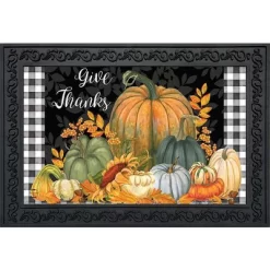 Briarwood Lane Checkered Give Thanks Primitive Doormat Thanksgivi