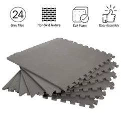 Foam Flooring Tiles 24-Pack Interlocking EVA Foam Pieces Non-Toxic Floor Padding For Playroom Gym Or Basement By Stalwart (Gray) -Rug Sales Store GUEST 6e711ccf 1fac 49cc a1ac d71b020a5a99