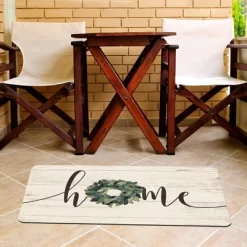 1'9"x2'7" 'Home' Wreath Premium Comfort Anti - Fatigue Mat Cream - Bungalow Flooring