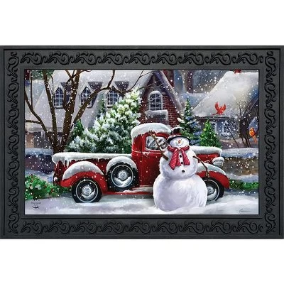 Briarwood Lane Snowfall Snowman Winter Doormat Red Pickup Truck 3 1 Briarwood Lane Snowfall Snowman Winter Doormat Red Pickup Truck 3