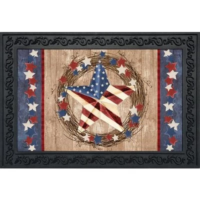 Briarwood Lane Americana Barnstar Patriotic Doormat Primitive Wreath Indoor Outdoor 30" X 18" 1 Briarwood Lane Americana Barnstar Patriotic Doormat Primitive Wreath Indoor Outdoor 30" X 18"