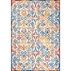 Atrani Scroll Trellis Indoor/Outdoor Area Rug - JONATHAN Y