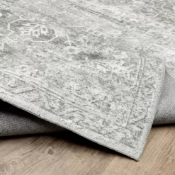 Micah Washable Distressed Oriental Indoor Area Rug Gray/Ivory - Captiv8e Designs -Rug Sales Store GUEST 7fd1a7b1 fa96 4dad 9a0e 23ea043ae04f