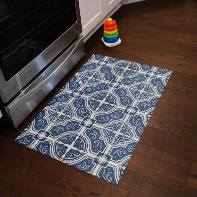 FlorArt French Quarter Low Profile Easy Clean Kitchen Mat Blue/White - Bungalow Flooring 1 FlorArt French Quarter Low Profile Easy Clean Kitchen Mat Blue/White - Bungalow Flooring