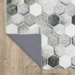 Marcel Geometric Block Animal Print Area Rug White/Gray - Captiv8e Designs -Rug Sales Store GUEST 91550a4a acca 4f9e 8fa3 b518a84903d3