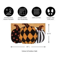 Evergreen Pattern Pumpkins Shaped Indoor Outdoor Natural Coir Doormat 1'6"x2'6" Multicolored -Rug Sales Store GUEST 946dfa04 b680 4c1e 9939 04934516cb2a