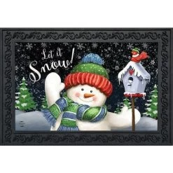 Snow Time Snowman Winter Doormat Indoor Outdoor 30" X 18" Briarwood Lane