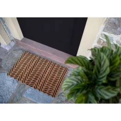 Fishbone Indoor/Outdoor Coir Doormat Black/Natural - Entryways -Rug Sales Store GUEST 9b1163d8 acf8 45be 91ec 3d70f43dd7a6