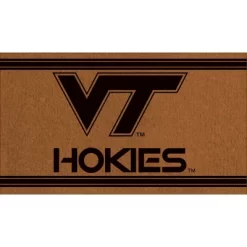 Evergreen Virginia Tech Logo Turf Mat, Brown- 28 X 16 Inches Indoor Outdoor Doormat