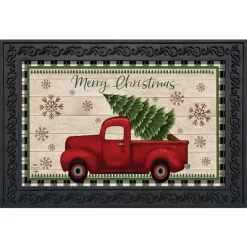 Merry Christmas Pickup Truck Doormat Indoor Outdoor 30" X 18" Briarwood Lane