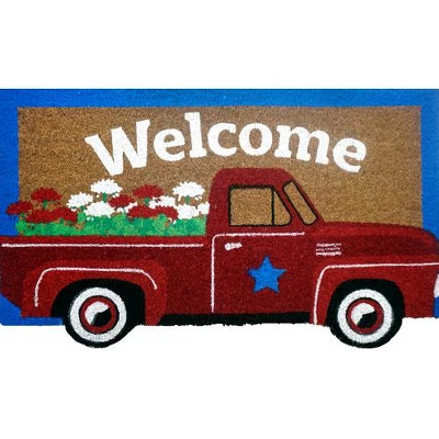 Red Truck Natural Fiber Coir Patriotic Doormat 30" X 18" Briarwood Lane 2 Red Truck Natural Fiber Coir Patriotic Doormat 30" X 18" Briarwood Lane - Image 2
