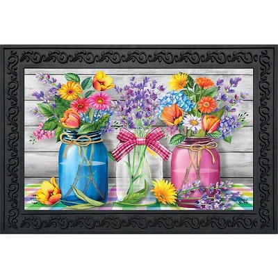 Spring Floral Jars Rustic Doormat Indoor Outdoor 30" X 18" Briarwood Lane 1 Spring Floral Jars Rustic Doormat Indoor Outdoor 30" X 18" Briarwood Lane