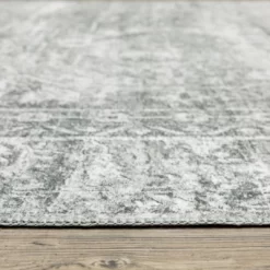 Micah Washable Distressed Oriental Indoor Area Rug Gray/Ivory - Captiv8e Designs -Rug Sales Store GUEST a88df7f1 a359 4378 97df ff137aa161eb