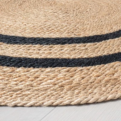 Round 5' Double Stripe Braided Jute Area Rug Charcoal/Tan - Hearth & Hand™ With Magnolia 1 Round 5' Double Stripe Braided Jute Area Rug Charcoal/Tan - Hearth & Hand™ With Magnolia