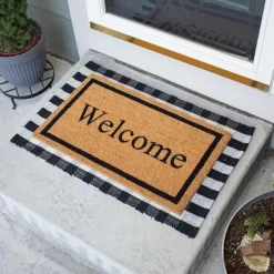 BirdRock Home Layered Welcome Mat With Vinyl Backing For Door Entryway 24 X 36