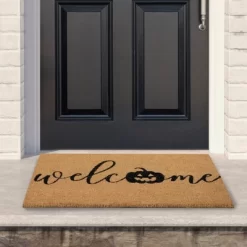 Northlight Natural Coir Pumpkin "Welcome" Halloween Doormat 18" X 30"