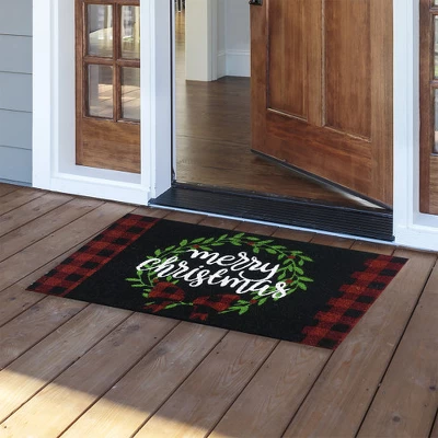 Briarwood Lane Christmas Wreath Natural Fiber Coir Doormat Checke 1 Briarwood Lane Christmas Wreath Natural Fiber Coir Doormat Checke