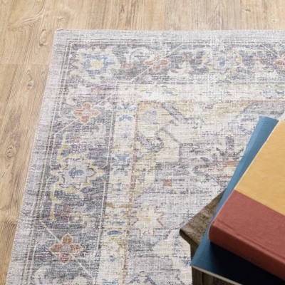 Marcel Vintage Traditional Medallion Area Rug Blue/Gold - Captiv8e Designs 3 Marcel Vintage Traditional Medallion Area Rug Blue/Gold - Captiv8e Designs - Image 3