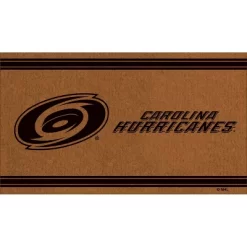 Evergreen Carolina Hurricanes Logo Turf Mat, Brown- 28 X 16 Inches Indoor Outdoor Doormat