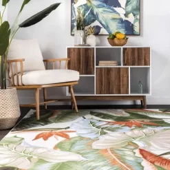 NuLOOM Nevaya Machine Washable Floral Leaves Area Rug -Rug Sales Store GUEST c0223ab9 fe97 48ce a4af e11adeeef89c