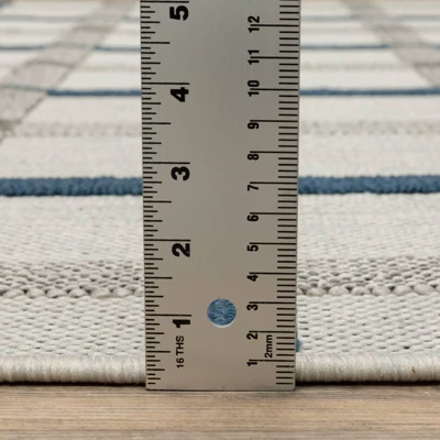 Trinity Textured Plaid Patio Area Rug Beige/Blue - Captiv8e Designs 9 Trinity Textured Plaid Patio Area Rug Beige/Blue - Captiv8e Designs - Image 9